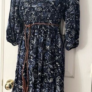 As U Wish Women's 3/4
Sleeve Mini Dress - NWT - Size Large-Blue (Belt not incl)